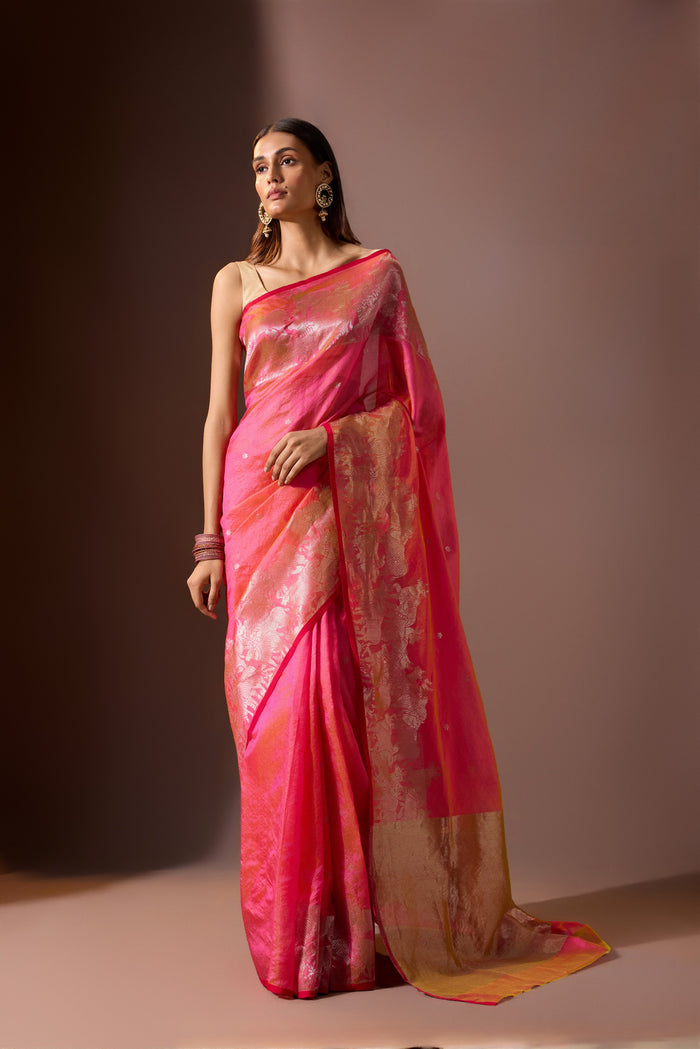 Coral Chanderi Saree