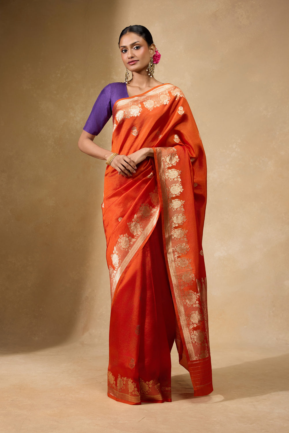 Persimmon Banarasi Saree