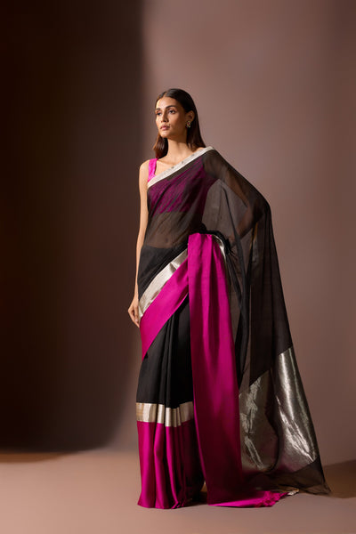 Onyx Magenta Chanderi Saree