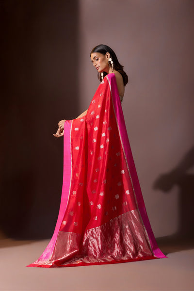 Vermilion Chanderi Saree