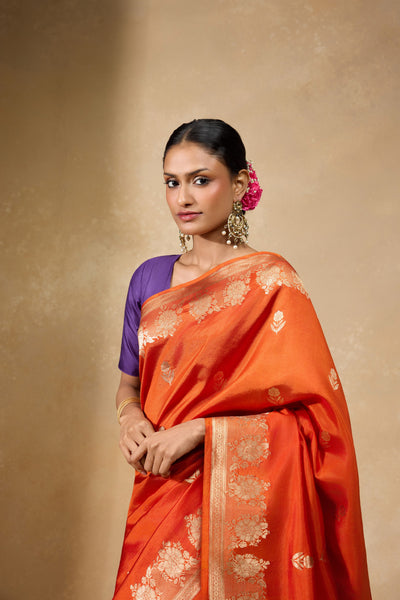 Persimmon Banarasi Saree