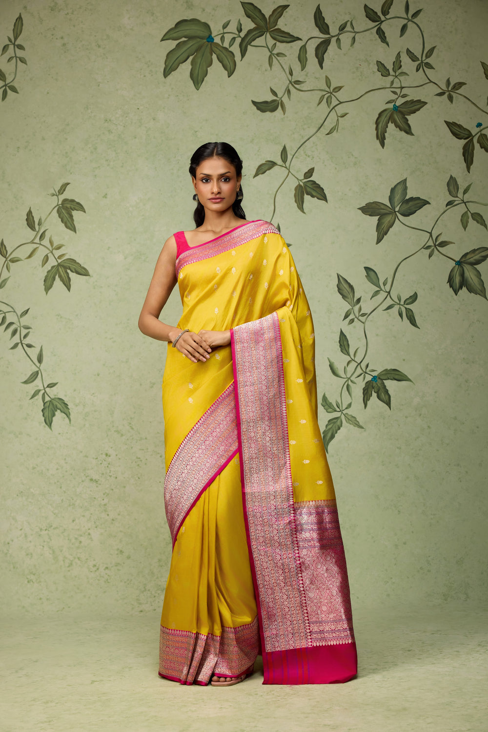 Marigold Banarasi Saree