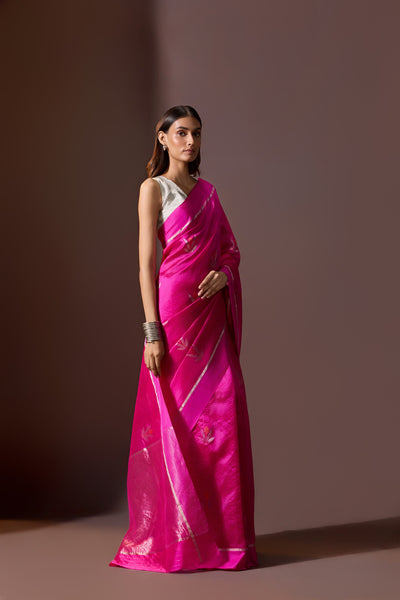 Raspberry Chanderi Saree