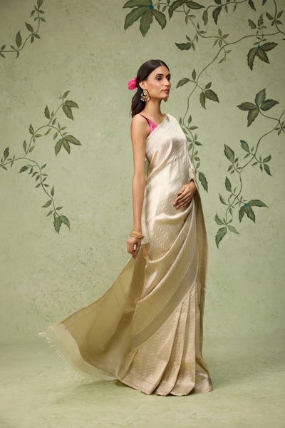 Ivory Silk Banarasi Saree