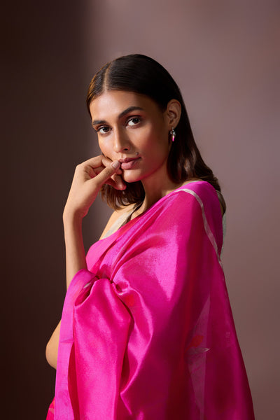 Raspberry Chanderi Saree