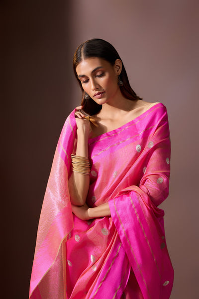 Fuchsia Chanderi Saree
