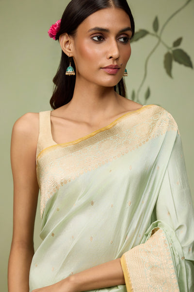 Pistachio Banarasi Saree
