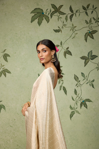 Ivory Silk Banarasi Saree