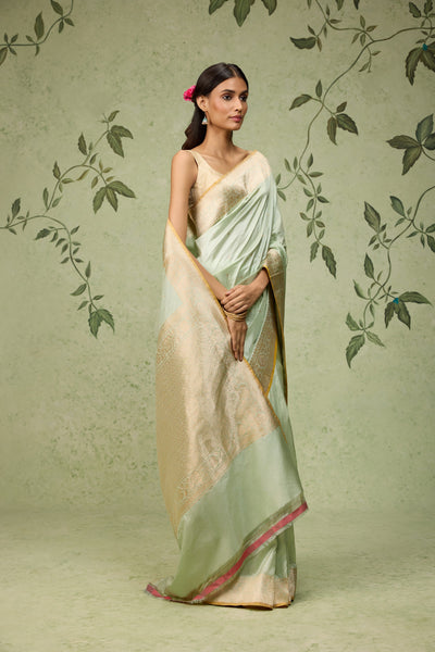 Pistachio Banarasi Saree