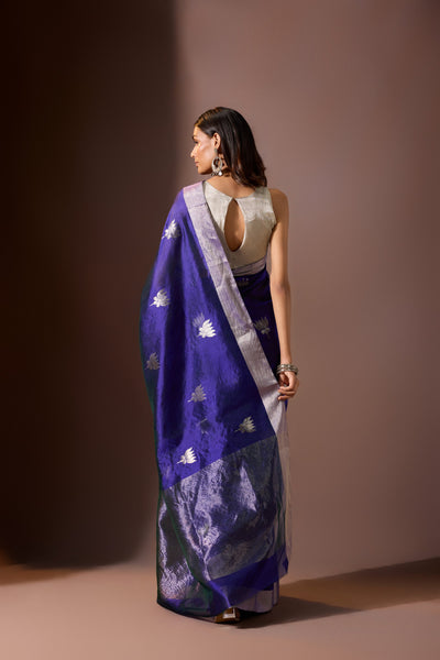 Indigo Chanderi Saree