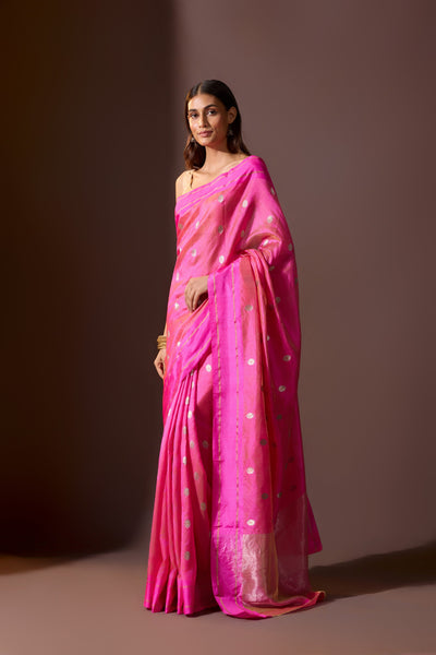 Fuchsia Chanderi Saree