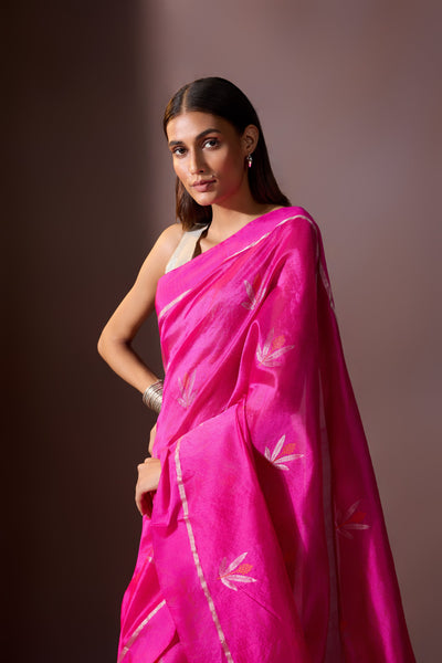 Raspberry Chanderi Saree