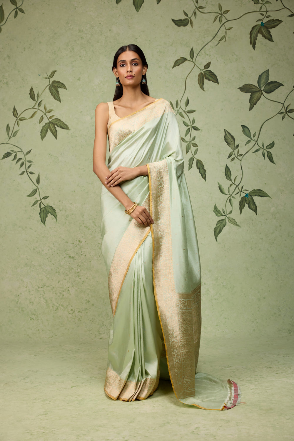 Pistachio Banarasi Saree