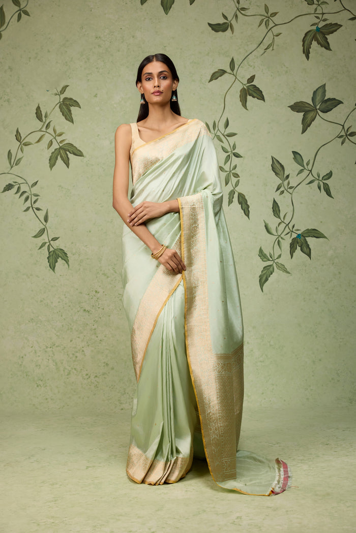 Pistachio Banarasi Saree