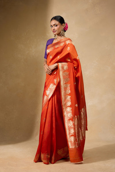 Persimmon Banarasi Saree