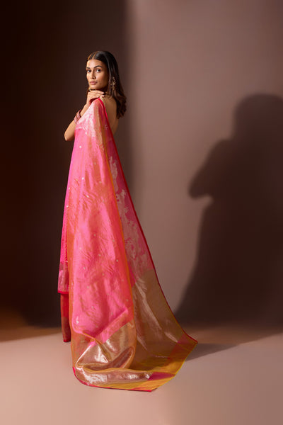 Coral Chanderi Saree