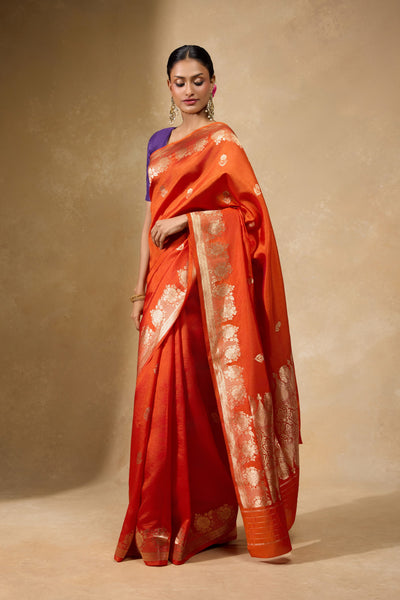 Persimmon Banarasi Saree