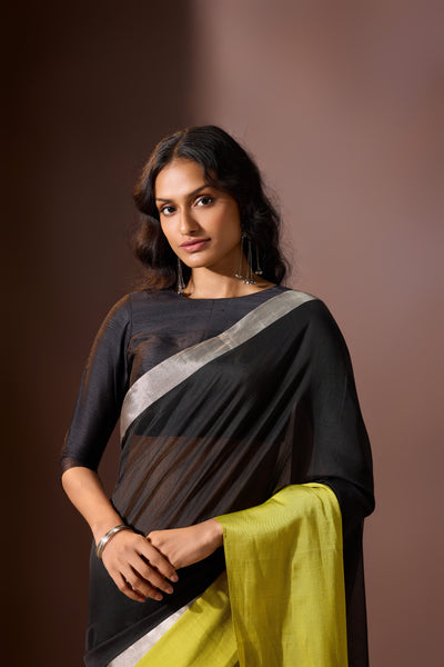 Onyx Lime Chanderi Saree