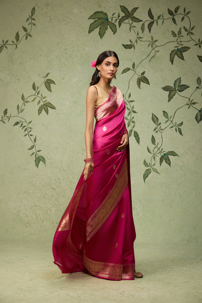 Chand buta pink Banarasi Saree