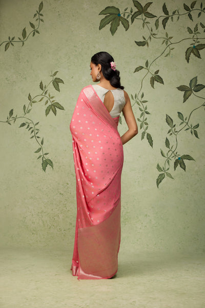 Blush Coral Banarasi Saree