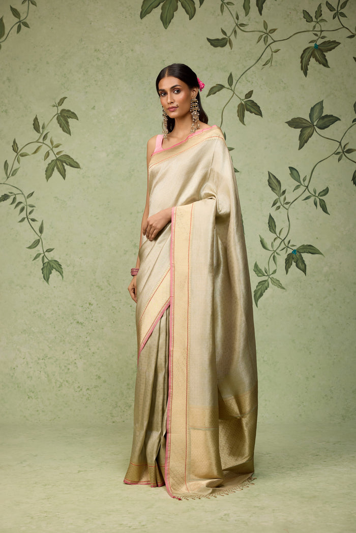 Champagne Banarasi Saree