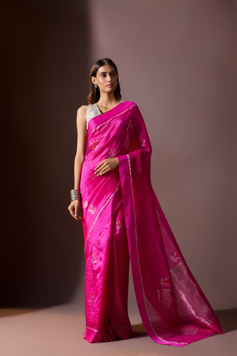 Raspberry Chanderi Saree