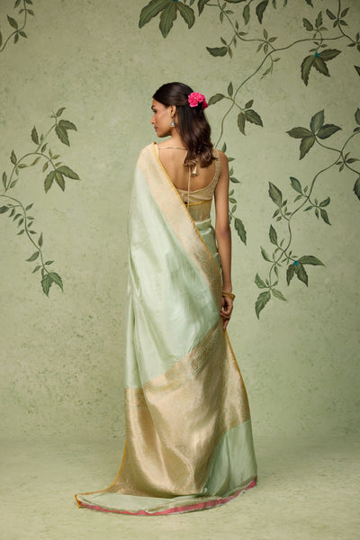 Pistachio Banarasi Saree
