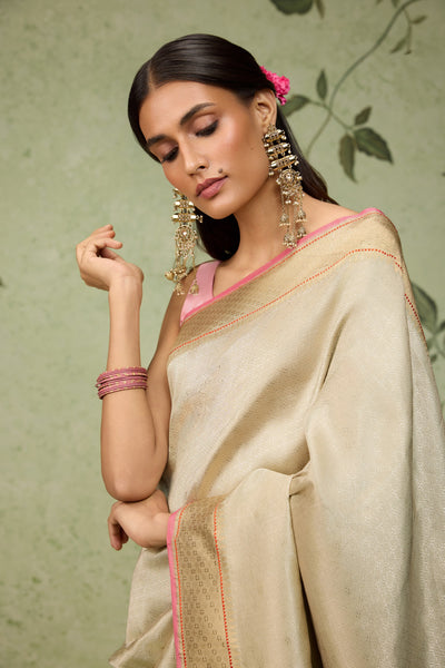 Champagne Banarasi Saree