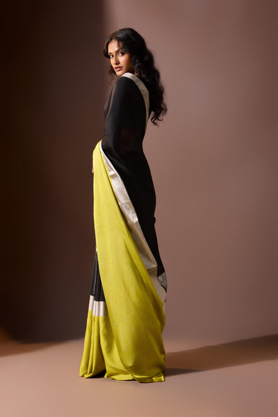Onyx Lime Chanderi Saree