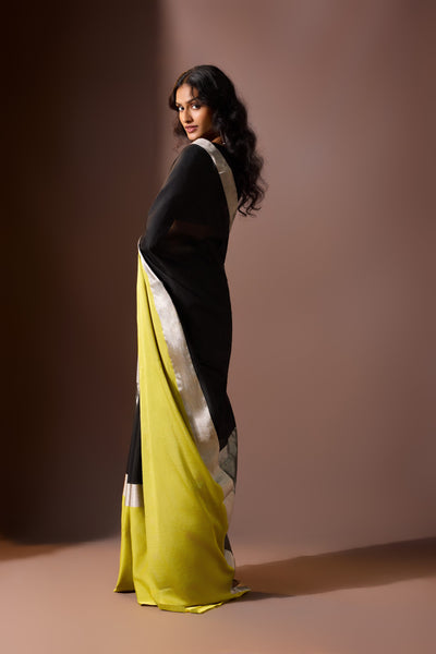 Onyx Lime Chanderi Saree