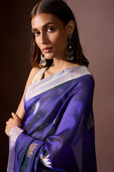 Indigo Chanderi Saree