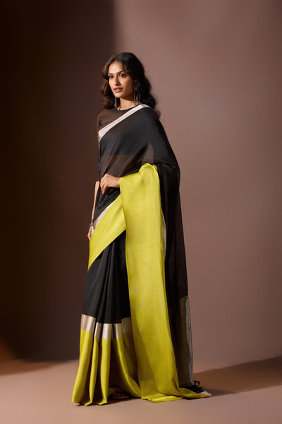 Onyx Lime Chanderi Saree
