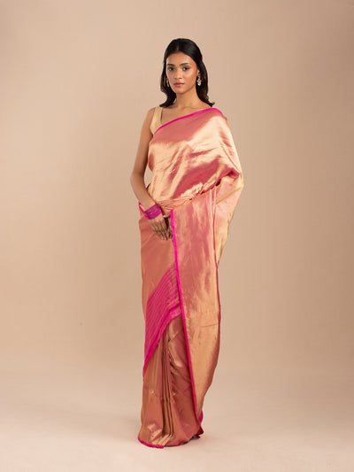Pink and gold Banarasi brocade katan saree