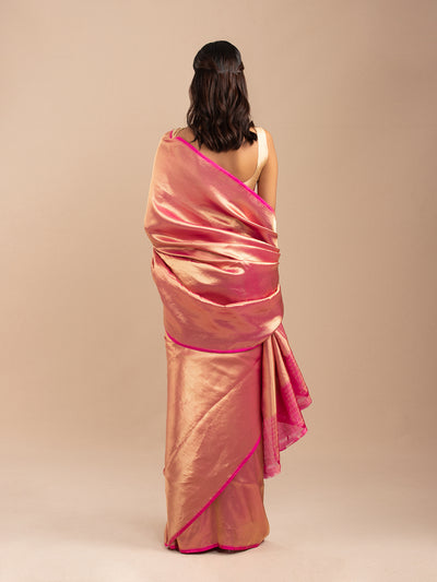 Pink and gold Banarasi brocade katan saree